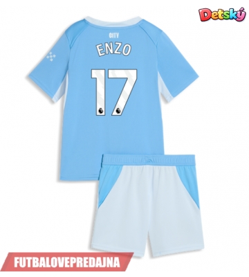 Lacne Dětský Futbalové dres Manchester City Enzo Fernandez #17 2026-27 Krátky Rukáv - Domáci (+ trenírky)